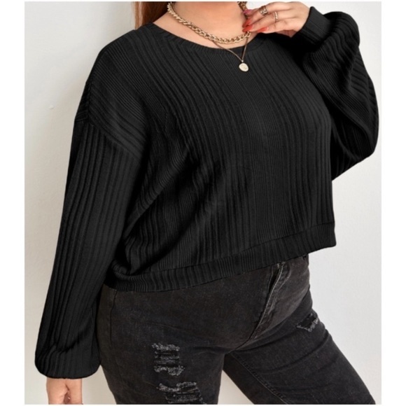 RIBBED LONG SLEEVE OVERSIZED PULLOVER - Picture 2 of 7